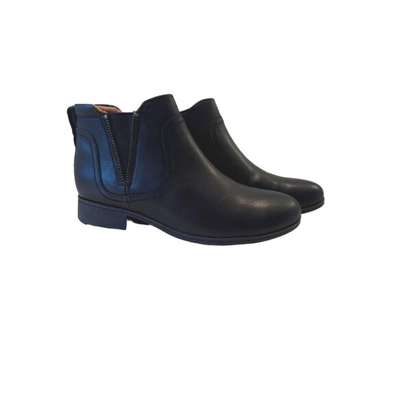 Cobb Hill Black Chelsea Round Toe Size 6.5 EU 37 Zip Up Support Leather Bootie - Picture 7 of 8